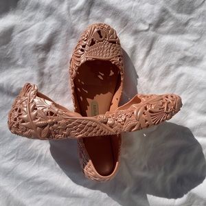 Melissa and Campana flats. Light peachy pink, size 8 in US. Made in Brazil
